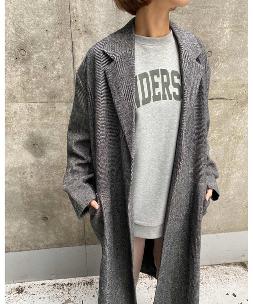 MLI'A(エムリア)の「ヘリンボーンオーバーサイズコート(その他アウター・レディース・ブラック/ブラウン・M)」の4枚目の写真