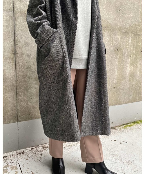 MLI'A(エムリア)の「ヘリンボーンオーバーサイズコート(その他アウター・レディース・ブラック/ブラウン・M)」の7枚目の写真