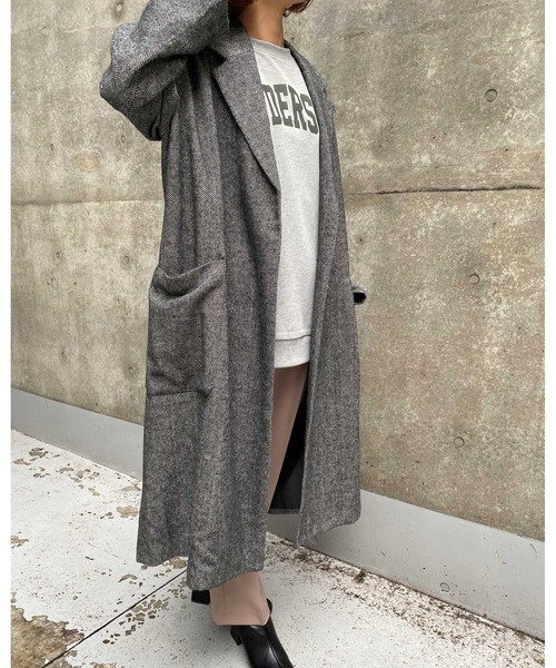 MLI'A(エムリア)の「ヘリンボーンオーバーサイズコート(その他アウター・レディース・ブラック/ブラウン・M)」の6枚目の写真