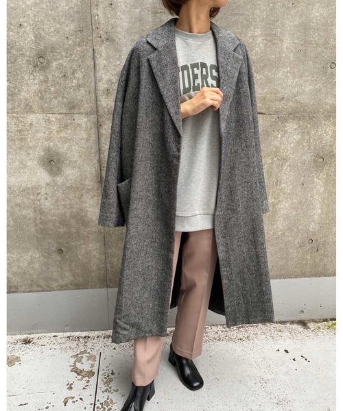 MLI'A(エムリア)の「ヘリンボーンオーバーサイズコート(その他アウター・レディース・ブラック/ブラウン・M)」の12枚目の写真