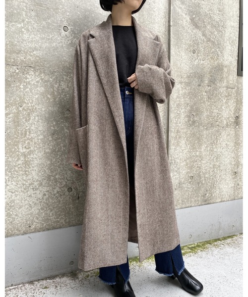 MLI'A(エムリア)の「ヘリンボーンオーバーサイズコート(その他アウター・レディース・ブラック/ブラウン・M)」の14枚目の写真