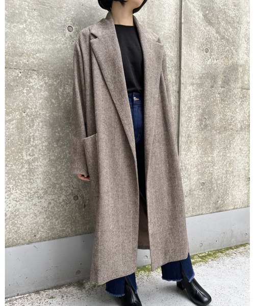 MLI'A(エムリア)の「ヘリンボーンオーバーサイズコート(その他アウター・レディース・ブラック/ブラウン・M)」の15枚目の写真