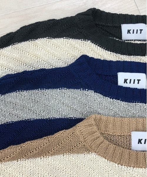 KIIT（キート）の「KIIT キート / PULLOVER TOPS オーバーサイズ ボーダープルオーバートップス / KIM-K59-009（ニット/セーター・メンズ・チャコールグレー/ネイビー/ベージュ・2/3）」の11枚目の写真
