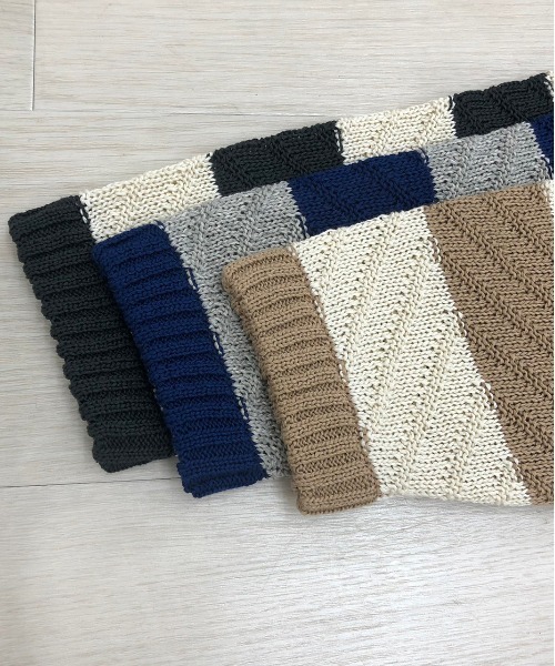 KIIT（キート）の「KIIT キート / PULLOVER TOPS オーバーサイズ ボーダープルオーバートップス / KIM-K59-009（ニット/セーター・メンズ・チャコールグレー/ネイビー/ベージュ・2/3）」の5枚目の写真