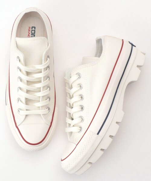 FREAK'S STORE（フリークスストア）の「CONVERSE/コンバース ALL STAR CHUNKY OX/オールスターチャンキーオックス(厚底スニーカー、トラックソールスニーカー)（スニーカー・レディース・ホワイト/ブラック・23.5cm/24.5cm）」の2枚目の写真