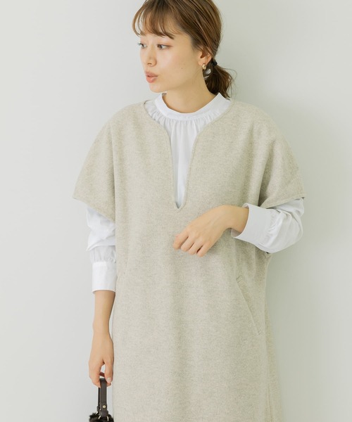 URBAN RESEARCH Sonny Label（アーバンリサーチサニーレーベル）の「メルトンジャージカフタンワンピース（ワンピース・レディース・チャコールグレー/ライトベージュ/グレー・FREE）」の6枚目の写真