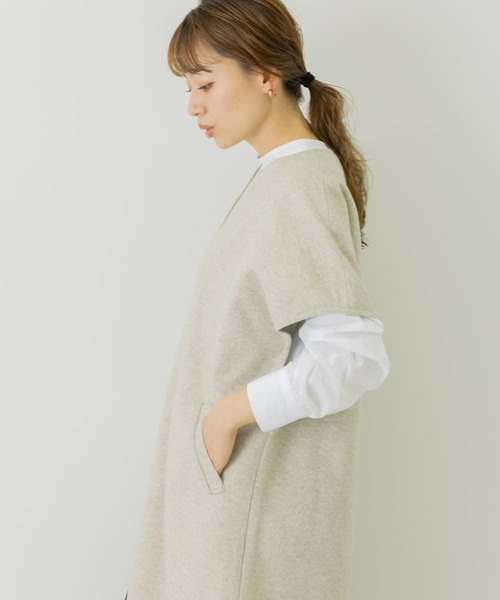 URBAN RESEARCH Sonny Label（アーバンリサーチサニーレーベル）の「メルトンジャージカフタンワンピース（ワンピース・レディース・チャコールグレー/ライトベージュ/グレー・FREE）」の7枚目の写真