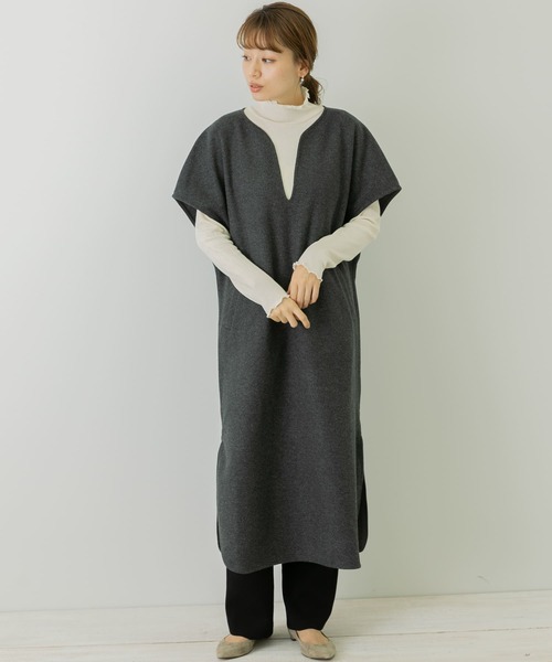 URBAN RESEARCH Sonny Label（アーバンリサーチサニーレーベル）の「メルトンジャージカフタンワンピース（ワンピース・レディース・チャコールグレー/ライトベージュ/グレー・FREE）」の11枚目の写真