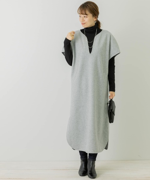 URBAN RESEARCH Sonny Label（アーバンリサーチサニーレーベル）の「メルトンジャージカフタンワンピース（ワンピース・レディース・チャコールグレー/ライトベージュ/グレー・FREE）」の13枚目の写真