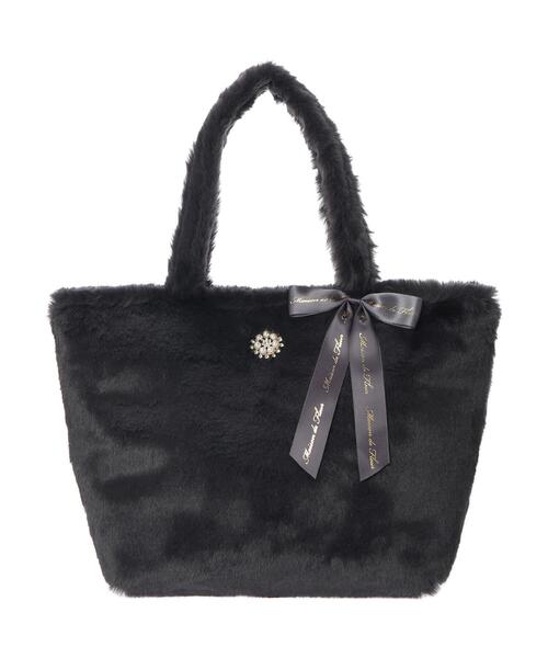 Maison de FLEUR（メゾンドフルール）の「ファーパールビジュートートバッグ（トートバッグ・レディース・チャコールグレー/ピンク/アイボリー・FREE）」の14枚目の写真