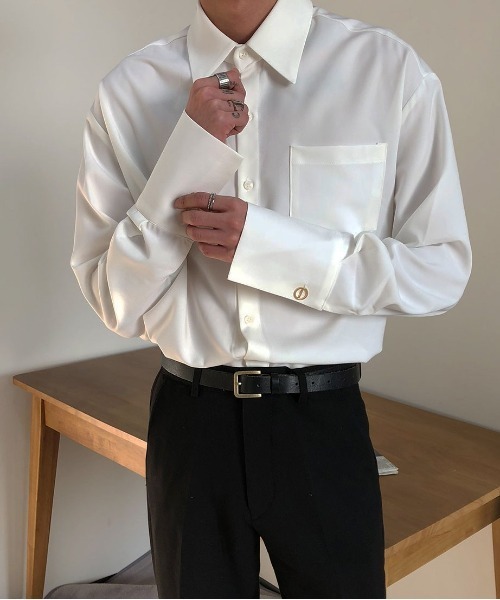 ASCLO(エジュクロ)の「ASCLO モネマヘルロングカフスシャツ(シャツ/ブラウス・メンズ・ホワイト/ブラック・FREE)」の10枚目の写真
