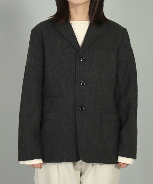 OMNIGOD（オムニゴッド）の「[OMNIGOD womens / オムニゴッド] 縮絨ウール オフィサージャケット（テーラードジャケット・レディース・チャコールグレー/ブラウン・2/3）」の4枚目の写真
