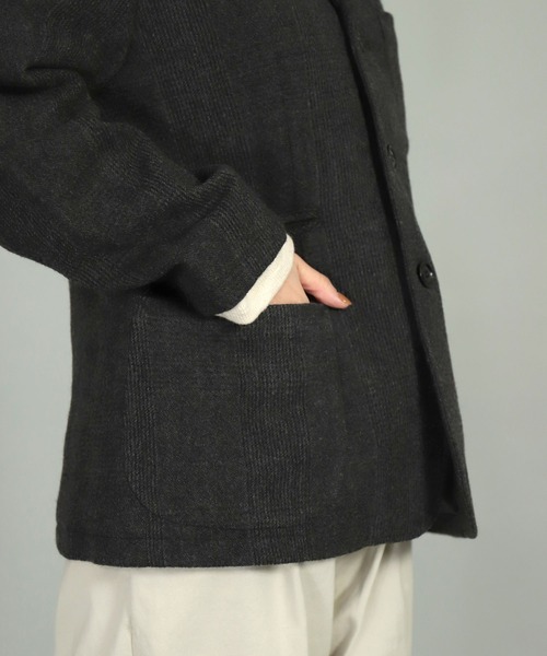 OMNIGOD（オムニゴッド）の「[OMNIGOD womens / オムニゴッド] 縮絨ウール オフィサージャケット（テーラードジャケット・レディース・チャコールグレー/ブラウン・2/3）」の10枚目の写真