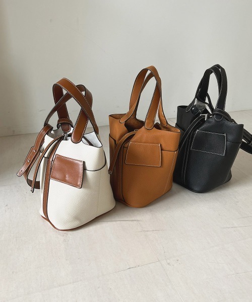 Bab（バブ）の「配色ステッチハンドバッグ（ハンドバッグ・レディース・ブラック/アイボリー/キャメル/ライトグリーン/ブラック系その他/ベージュ・ONESIZE）」の15枚目の写真