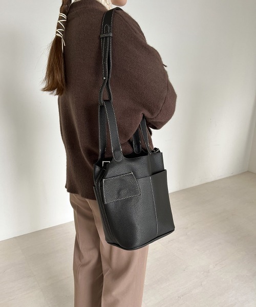 Bab（バブ）の「配色ステッチハンドバッグ（ハンドバッグ・レディース・ブラック/アイボリー/キャメル/ライトグリーン/ブラック系その他/ベージュ・ONESIZE）」の14枚目の写真