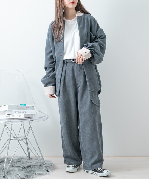 PairPair（ペアペア）の「コーデュロイバルーンパンツ(ユニセックス)（その他パンツ・レディース・グリーン/アイボリー/モカ/グレイッシュブルー・MEDIUM/LARGE）」の4枚目の写真