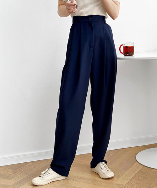 c.u.l（シーユーエル）の「【c.u.l:w】ハイウエストルーズタックパンツ culw128（スラックス・レディース・カーキ/ブラック/ネイビー・L/M）」の3枚目の写真