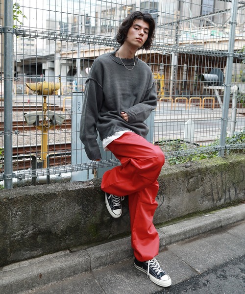 MSG（エムエスジー）の「ワイドフレアバギー8ポケットカーゴデニムパンツ　ケミカル/オーバーダイ 10oz（カーゴパンツ・メンズ・ホワイト/チャコール/マスタード/グリーン/レッド/ブラック/オレンジ/サックスブルー/カーキ/ブルー/インディゴブルー/ブラウン・S/M/L/XL）」の19枚目の写真