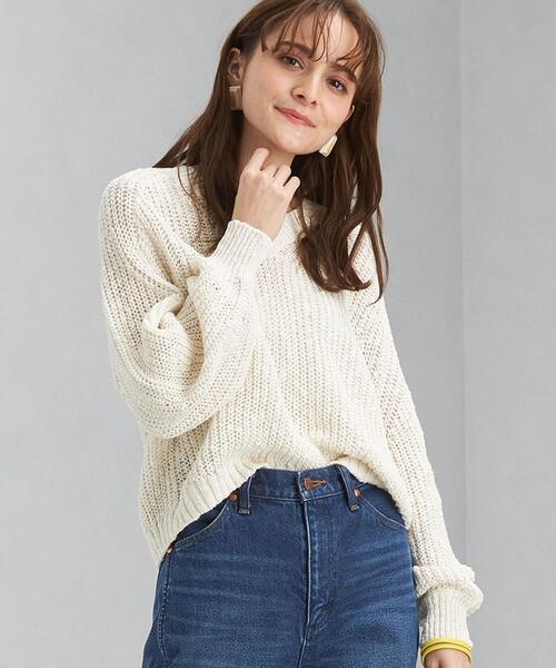 green label relaxing（グリーンレーベルリラクシング）の「ローゲージ スラブ カタアゼ プルオーバー ニット（ニット/セーター・レディース・ホワイト/ベージュ/ケリー・FREE）」の21枚目の写真