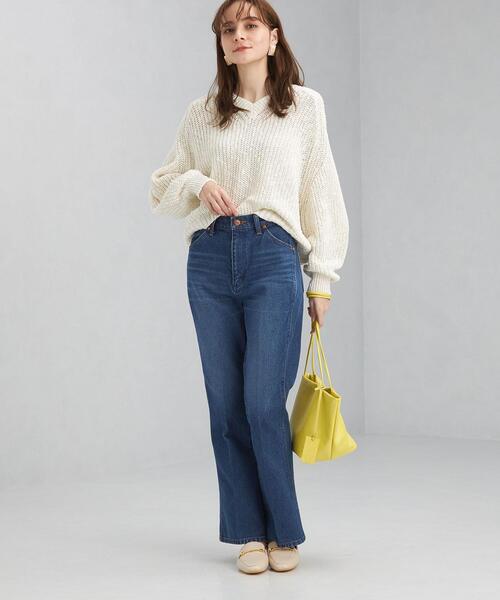 green label relaxing（グリーンレーベルリラクシング）の「ローゲージ スラブ カタアゼ プルオーバー ニット（ニット/セーター・レディース・ホワイト/ベージュ/ケリー・FREE）」の22枚目の写真