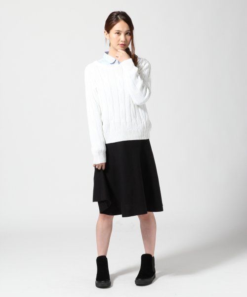 GLOBAL WORK（グローバルワーク）の「５ゲージカワリケーブルプルオーバー長袖/555605（ニット/セーター・レディース・ホワイト/グリーン/ネイビー/ピンク・MEDIUM/LARGE/SMALL）」の5枚目の写真