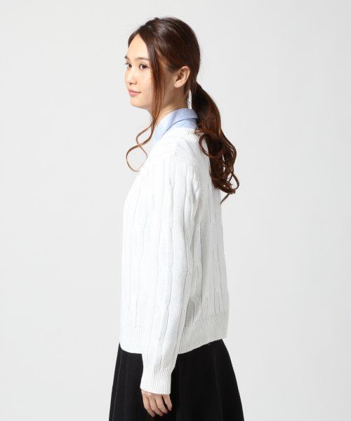 GLOBAL WORK（グローバルワーク）の「５ゲージカワリケーブルプルオーバー長袖/555605（ニット/セーター・レディース・ホワイト/グリーン/ネイビー/ピンク・MEDIUM/LARGE/SMALL）」の6枚目の写真