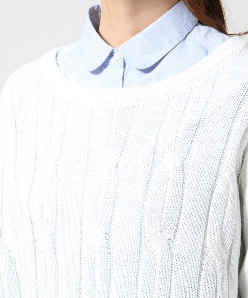 GLOBAL WORK（グローバルワーク）の「５ゲージカワリケーブルプルオーバー長袖/555605（ニット/セーター・レディース・ホワイト/グリーン/ネイビー/ピンク・MEDIUM/LARGE/SMALL）」の8枚目の写真