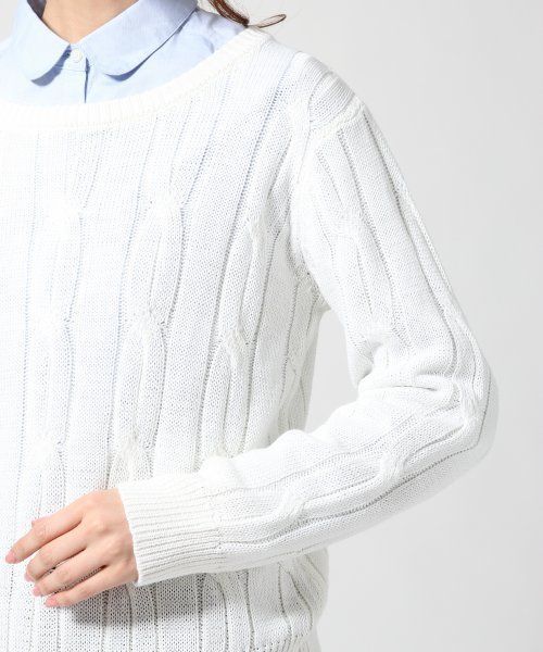 GLOBAL WORK（グローバルワーク）の「５ゲージカワリケーブルプルオーバー長袖/555605（ニット/セーター・レディース・ホワイト/グリーン/ネイビー/ピンク・MEDIUM/LARGE/SMALL）」の9枚目の写真