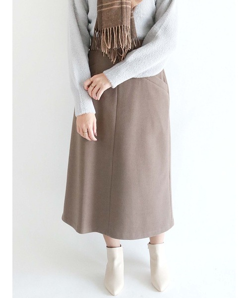 Te chichi(テチチ)の「メルトン台形スカート(スカート・レディース・ピンク/モカ/ネイビー・SMALL/MEDIUM)」の2枚目の写真