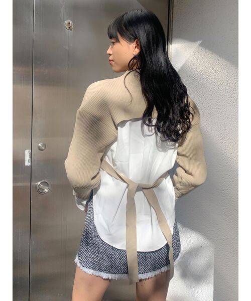 EMODA(エモダ)の「ハイネックドッキングニット(ニット/セーター・レディース・ブラック/ベージュ/ライム・FREE)」の1枚目の写真