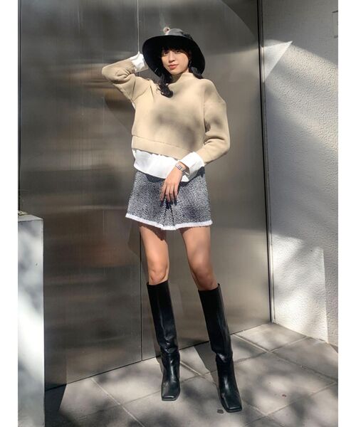 EMODA(エモダ)の「ハイネックドッキングニット(ニット/セーター・レディース・ブラック/ベージュ/ライム・FREE)」の5枚目の写真