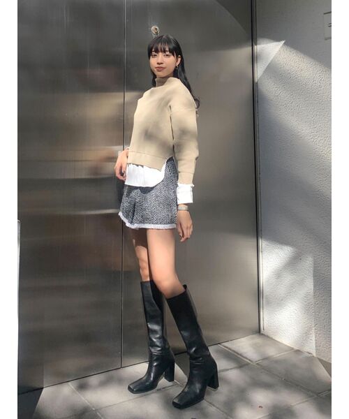 EMODA(エモダ)の「ハイネックドッキングニット(ニット/セーター・レディース・ブラック/ベージュ/ライム・FREE)」の6枚目の写真