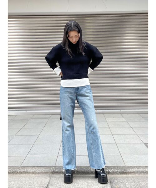 EMODA(エモダ)の「ハイネックドッキングニット(ニット/セーター・レディース・ブラック/ベージュ/ライム・FREE)」の11枚目の写真