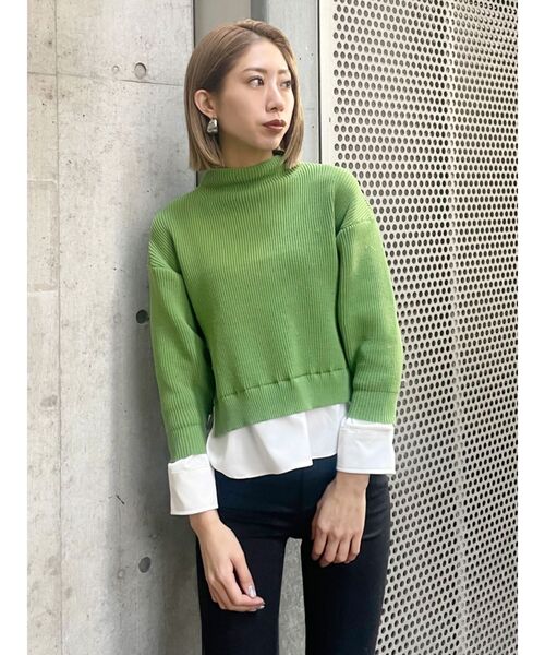 EMODA(エモダ)の「ハイネックドッキングニット(ニット/セーター・レディース・ブラック/ベージュ/ライム・FREE)」の12枚目の写真