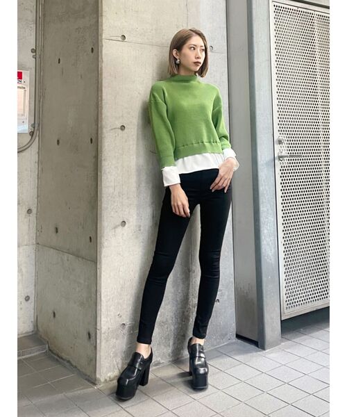 EMODA(エモダ)の「ハイネックドッキングニット(ニット/セーター・レディース・ブラック/ベージュ/ライム・FREE)」の14枚目の写真