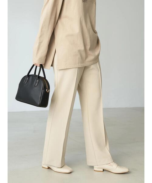 earth music&ecology（アースミュージックアンドエコロジー）の「センターシームフレアパンツ*（スラックス・レディース・ブラック/ベージュ/サックスブルー・S/M）」の8枚目の写真