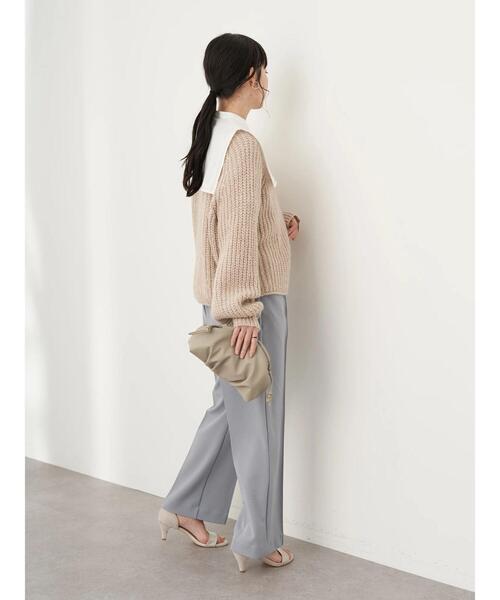 earth music&ecology（アースミュージックアンドエコロジー）の「センターシームフレアパンツ*（スラックス・レディース・ブラック/ベージュ/サックスブルー・S/M）」の20枚目の写真