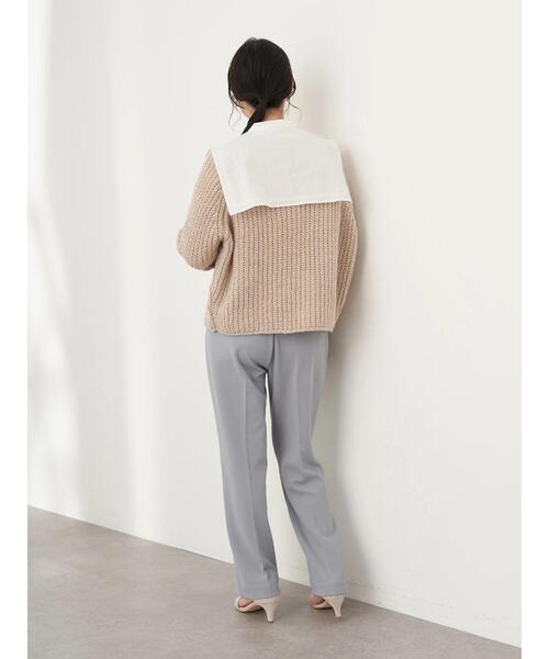 earth music&ecology（アースミュージックアンドエコロジー）の「センターシームフレアパンツ*（スラックス・レディース・ブラック/ベージュ/サックスブルー・S/M）」の21枚目の写真