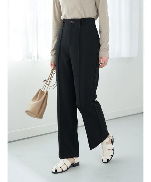 earth music&ecology（アースミュージックアンドエコロジー）の「センターシームフレアパンツ*（スラックス・レディース・ブラック/ベージュ/サックスブルー・S/M）」の22枚目の写真