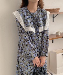 Jewelobe | 付け衿フラワーロングワンピース(ワンピース)