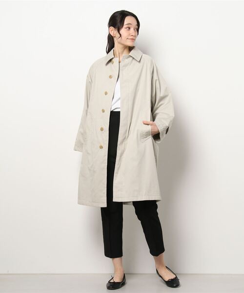 DANTON（ダントン）の「DANTON | コットンツイル ステンカラーコート WOMEN（ステンカラーコート・レディース・ベージュ/グレイッシュベージュ・36）」の3枚目の写真