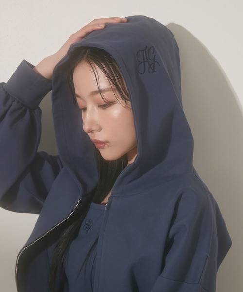 ANDGEEBEE（アンジービー）の「ショートパーカー（パーカー・レディース・ブルー/ブラック・MEDIUM）」の6枚目の写真