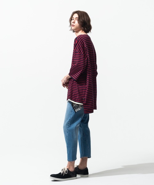 glamb(グラム)の「Fake Layered Border CS / フェイクレイヤードボーダーカットソー(Tシャツ/カットソー・メンズ・ホワイト×ブラック/レッド系その他・M/S/L)」の14枚目の写真