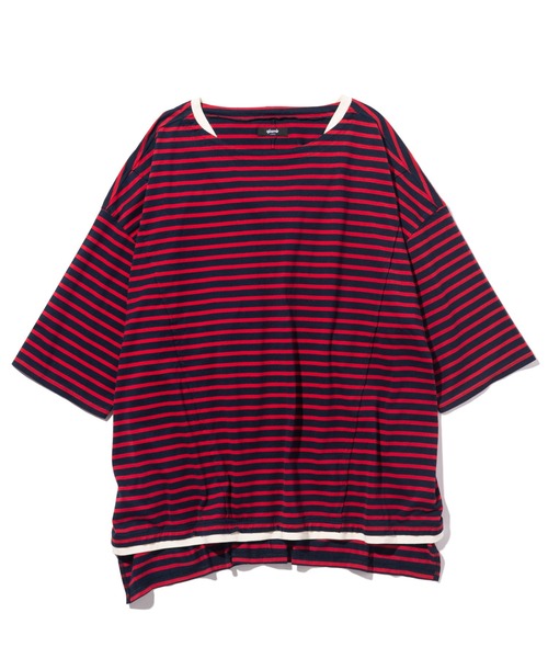 glamb(グラム)の「Fake Layered Border CS / フェイクレイヤードボーダーカットソー(Tシャツ/カットソー・メンズ・ホワイト×ブラック/レッド系その他・M/S/L)」の3枚目の写真