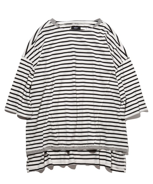 glamb(グラム)の「Fake Layered Border CS / フェイクレイヤードボーダーカットソー(Tシャツ/カットソー・メンズ・ホワイト×ブラック/レッド系その他・M/S/L)」の4枚目の写真