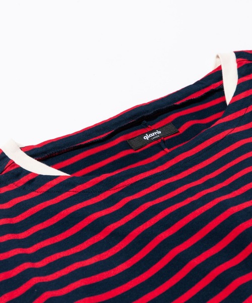 glamb(グラム)の「Fake Layered Border CS / フェイクレイヤードボーダーカットソー(Tシャツ/カットソー・メンズ・ホワイト×ブラック/レッド系その他・M/S/L)」の5枚目の写真