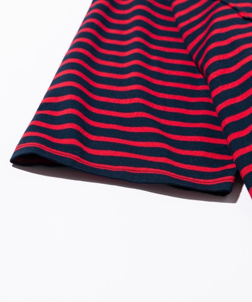 glamb(グラム)の「Fake Layered Border CS / フェイクレイヤードボーダーカットソー(Tシャツ/カットソー・メンズ・ホワイト×ブラック/レッド系その他・M/S/L)」の8枚目の写真