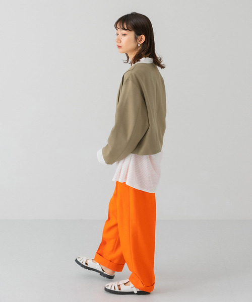 カルゼ風ノーカラージャケット