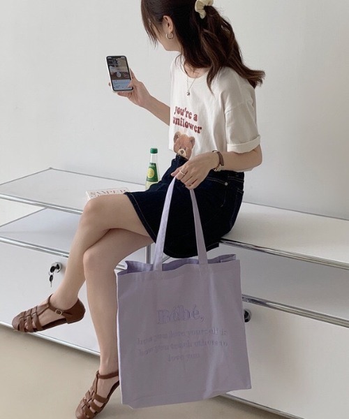LAC-VERT（ラック・ヴェール）の「Bebe刺繍トートバッグ（トートバッグ・レディース・ベージュ/パープル/ピンク/ブルー・FREE）」の20枚目の写真