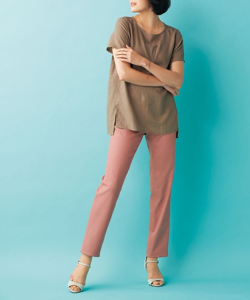 BELLUNA(ベルーナ)の「涼やか裏メッシュストレートパンツ 股下73cm(その他パンツ・レディース・ブルー系その他/ブラック/コーラル/ホワイト/ライトベージュ・LARGE/MEDIUM/X-LARGE)」の7枚目の写真